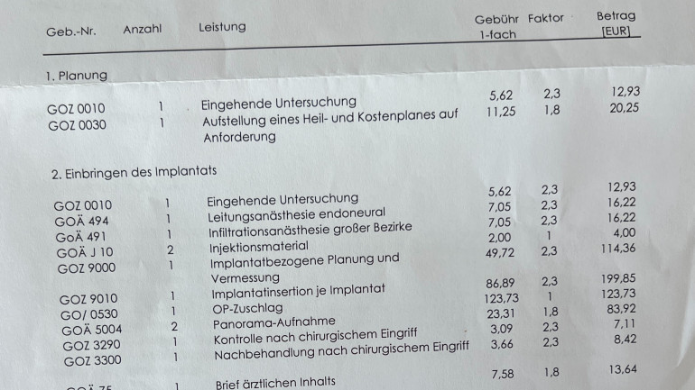 GOZ 5010: Pfeilerzahn in Hohlkehl- und Stufenpräparation